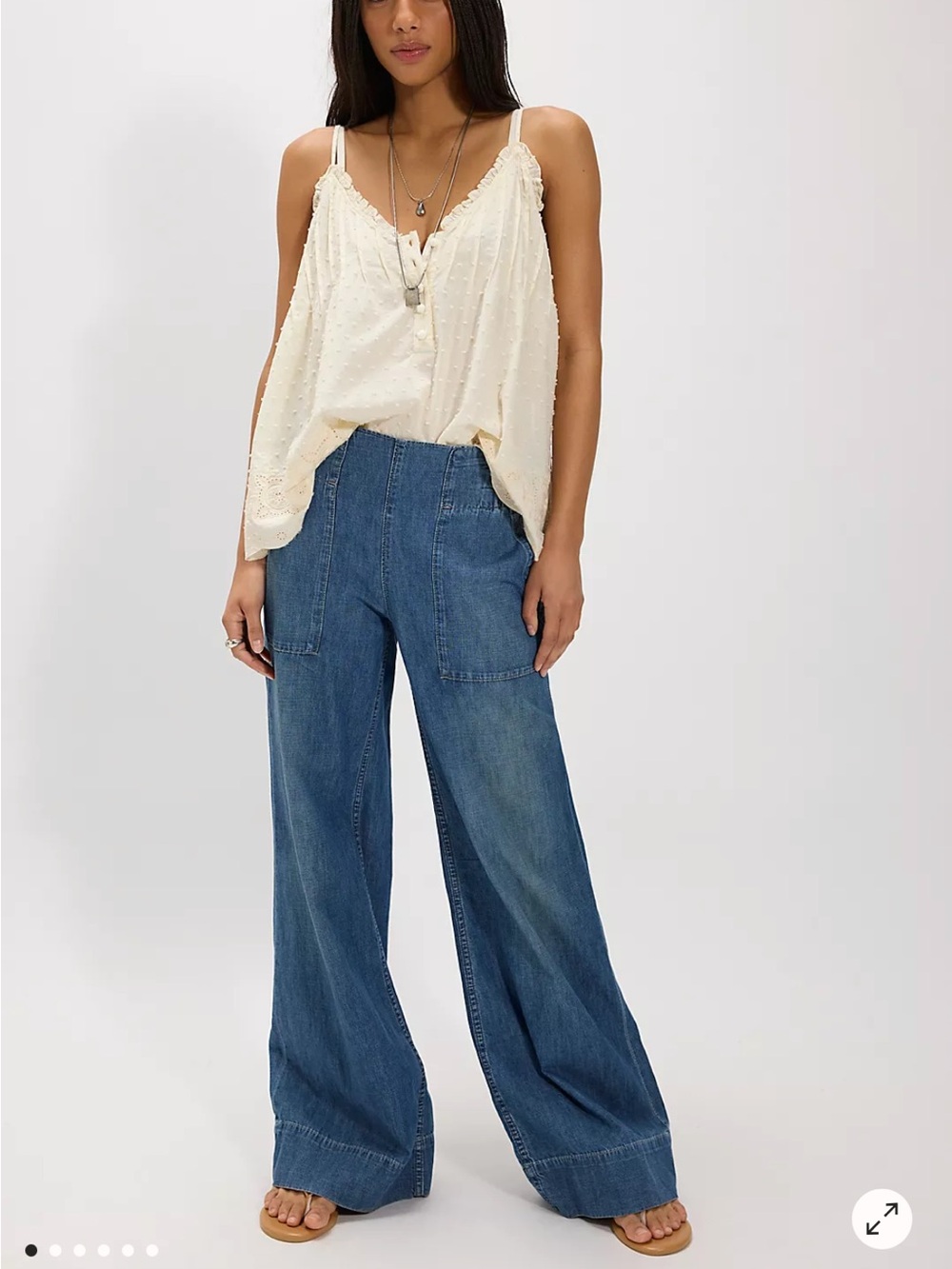 Free People We The Free Breezy Denim Pull-On Jean XS Cobalt NWT elastic wide leg